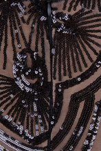 Load image into Gallery viewer, NAZZ COLLECTION VIENNA BLACK LUXE TRIBAL VIP ILLUSION SEQUIN MERMAID MAXI DRESS